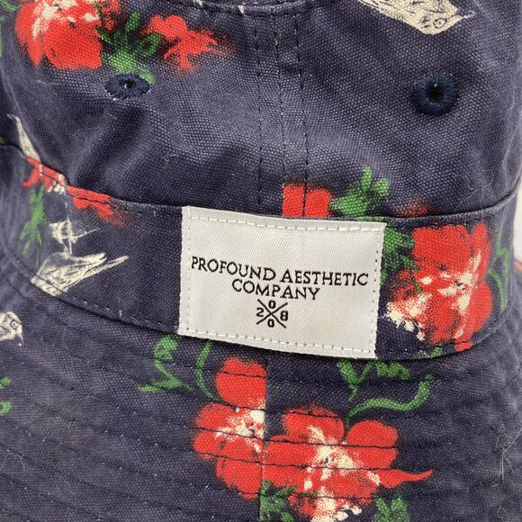Profound Aesthetic Company Blue Y2K 90s Birds Floral Bucket Hat Beach SoCal - Picture 2 of 4